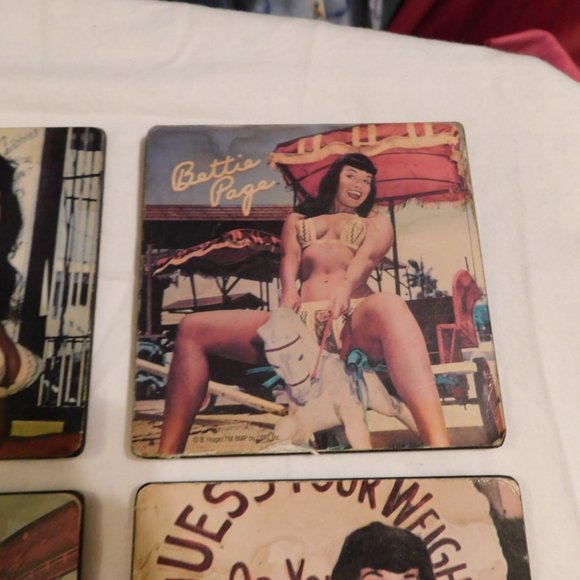 Bettie Page Amusement Cork Backing Coasters - Picture 6 of 7